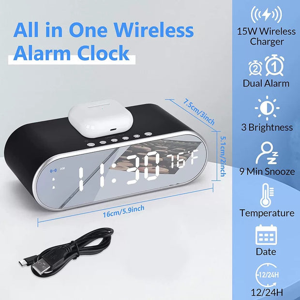 NEW MODEL LED ALARM CLOCK WITH WIRELESS CHARGER