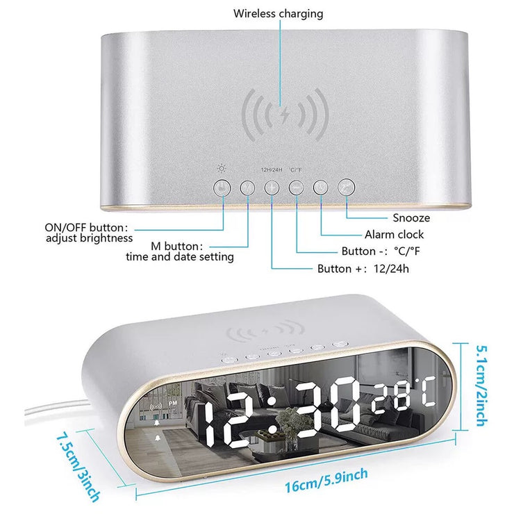 NEW MODEL LED ALARM CLOCK WITH WIRELESS CHARGER