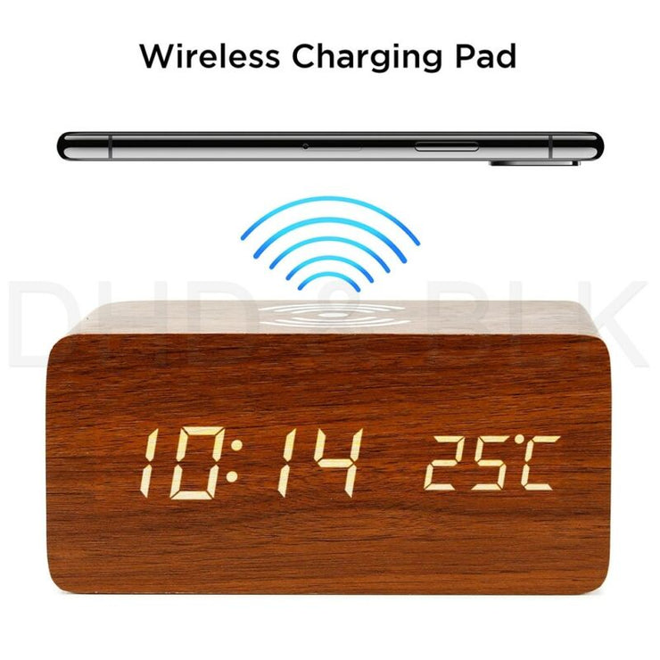 LED Electric Alarm Clock Wireless Phone Charger