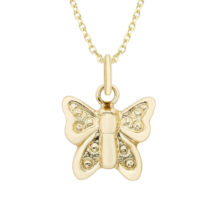 14k Gold Butterfly Charm Necklace 18"