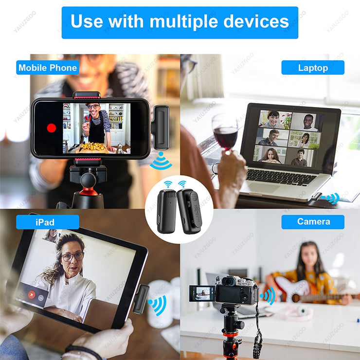 Wireless Lavalier Microphone Lapel Mini Mic Portable Noise Reduction Short Video Recording For iPhone Type C With Charging Box