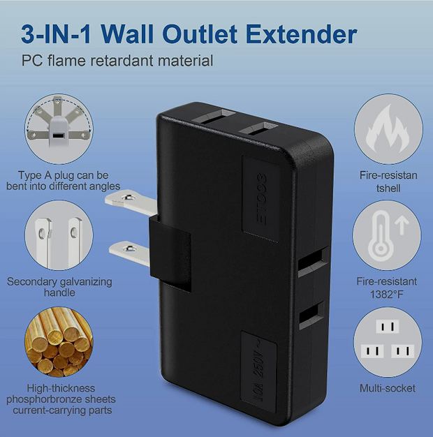 Slim Extender- 3 In 1 Extension Plug