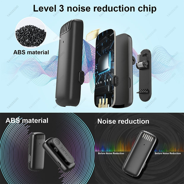 Portable Wireless  Microphone Noise Reduction Short Audio Video Recording
